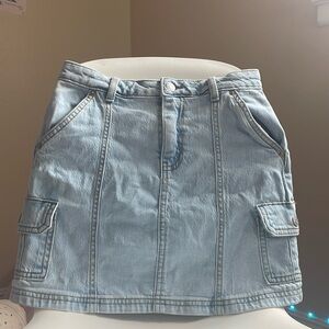 Blue denim cargo skirt